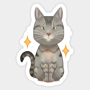 European tabby grey cat Sticker